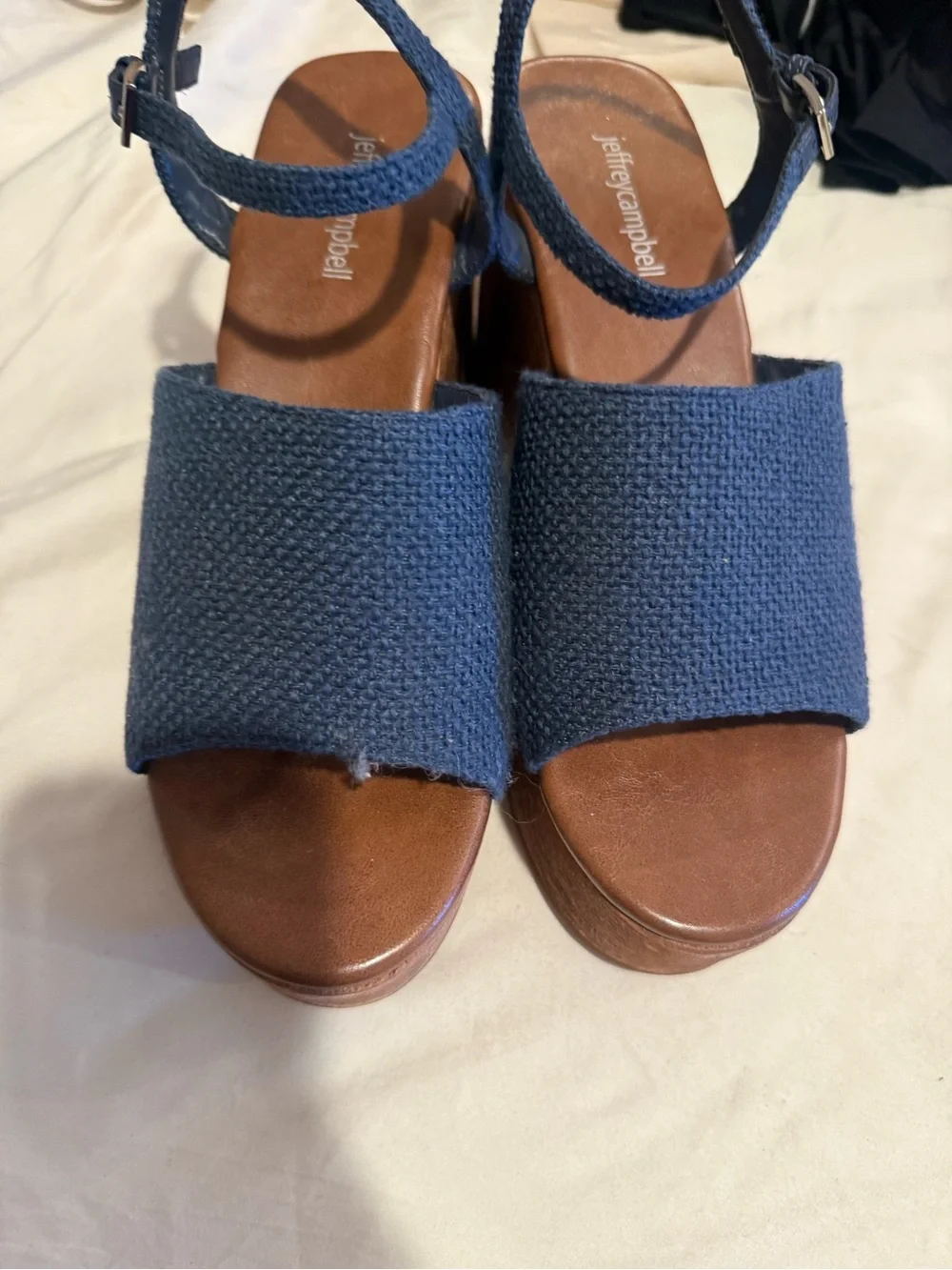 Jeffrey Campbell On Deck Wooden Wedge Platform Sandals